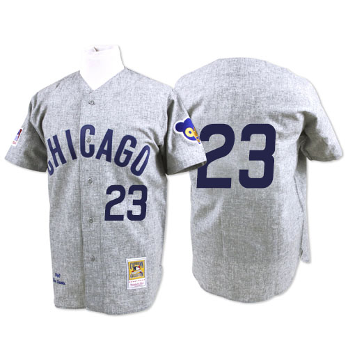 Men's Mitchell and Ness Chicago Cubs #23 Ryne Sandberg Authentic Grey 1969 Throwback MLB Jersey