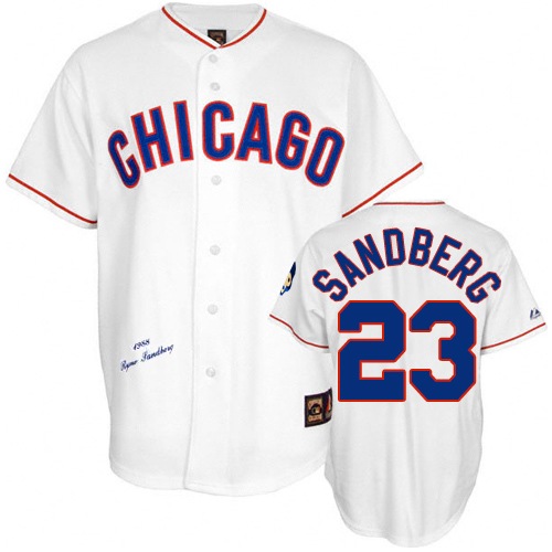 Men's Mitchell and Ness Chicago Cubs #23 Ryne Sandberg Authentic White 1988 Throwback MLB Jersey