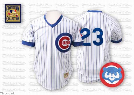 Men's Mitchell and Ness Chicago Cubs #23 Ryne Sandberg Authentic White Throwback MLB Jersey
