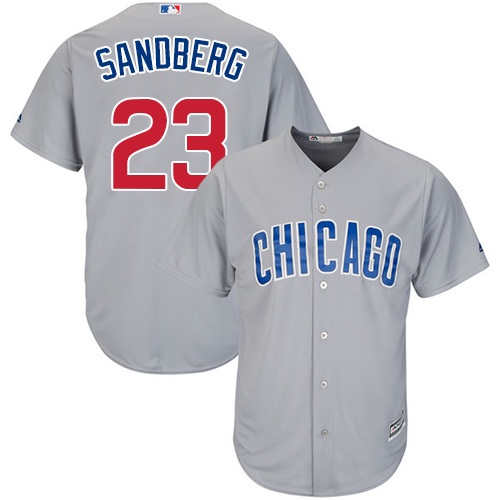 Youth Majestic Chicago Cubs #23 Ryne Sandberg Authentic Grey Road Cool Base MLB Jersey