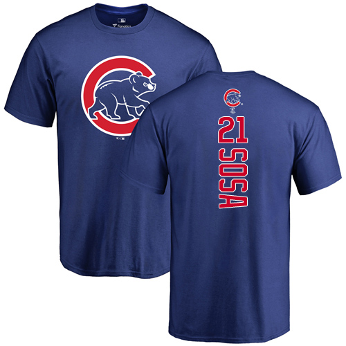MLB Nike Chicago Cubs #21 Sammy Sosa Royal Blue Backer T-Shirt