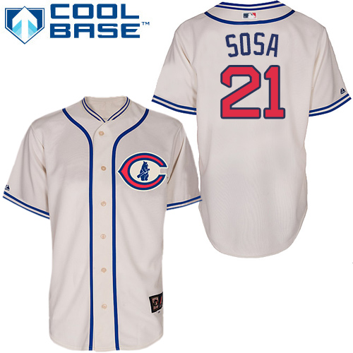 Men's Majestic Chicago Cubs #21 Sammy Sosa Authentic Cream 1929 Turn Back The Clock MLB Jersey