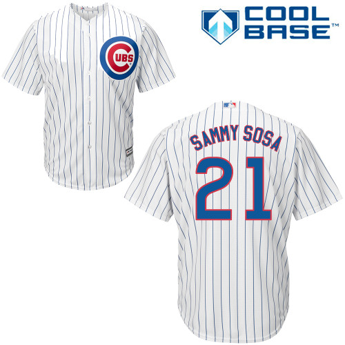 Men's Majestic Chicago Cubs #21 Sammy Sosa Replica White Home Cool Base MLB Jersey