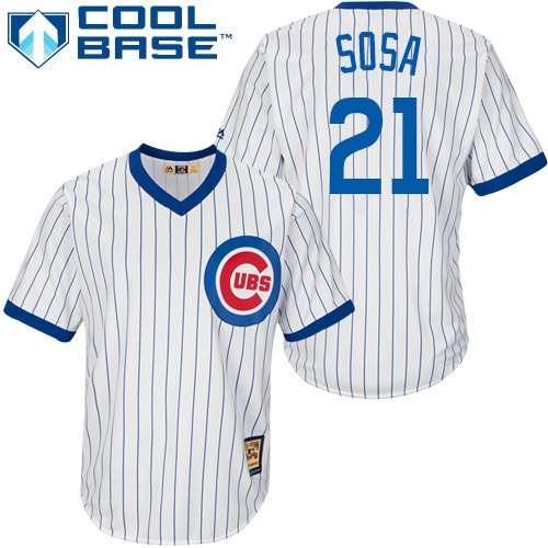 Men's Majestic Chicago Cubs #21 Sammy Sosa Replica White Home Cooperstown MLB Jersey