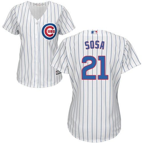 Women's Majestic Chicago Cubs #21 Sammy Sosa Authentic White Home Cool Base MLB Jersey