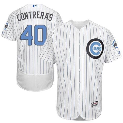 Men's Majestic Chicago Cubs #40 Willson Contreras Authentic White 2016  Father's Day Fashion Flex Base MLB