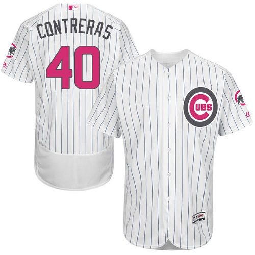 Men's Majestic Chicago Cubs #40 Willson Contreras Authentic White 2016 Mother's Day Fashion Flex Base MLB Jersey