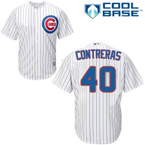 Men's Majestic Chicago Cubs #40 Willson Contreras Replica White Home Cool Base MLB Jersey