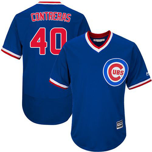 Men's Majestic Chicago Cubs #40 Willson Contreras Royal Blue Cooperstown Flexbase Authentic Collection MLB Jersey