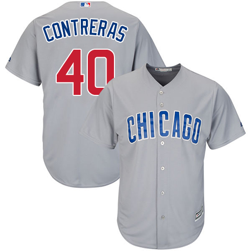 Youth Majestic Chicago Cubs #40 Willson Contreras Authentic Grey Road Cool Base MLB Jersey