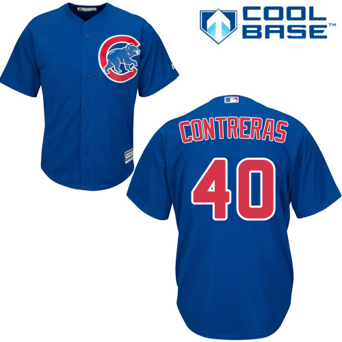 Youth Majestic Chicago Cubs #40 Willson Contreras Authentic Royal Blue Alternate Cool Base MLB Jersey
