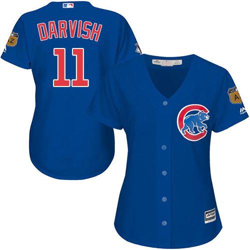 Women's Majestic Chicago Cubs #11 Yu Darvish Authentic Royal Blue Alternate MLB Jersey